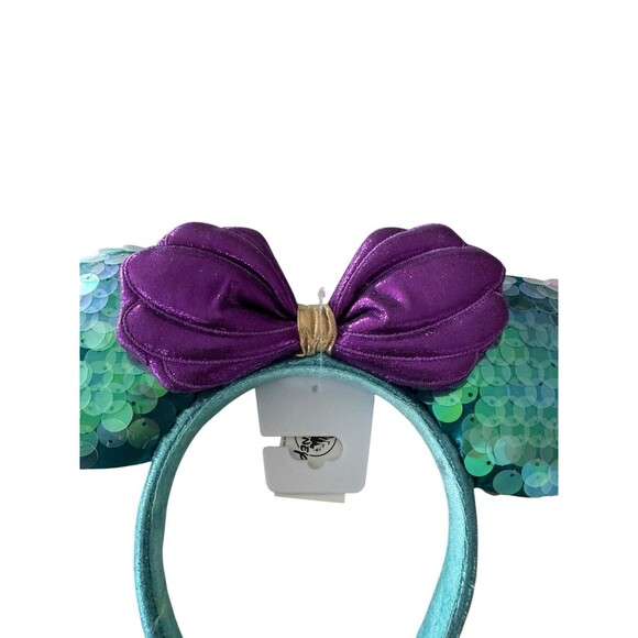 Disney Parks The Little Mermaid Ariel  2022 Minnie Mouse Bow Ear Headband NWT main image 5